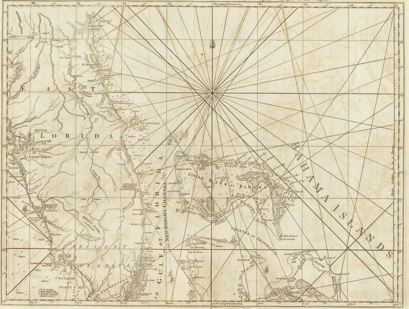 Thomas Jefferys' chart of the Florida peninsula, the Gulf of Florida and the Bahama Islands